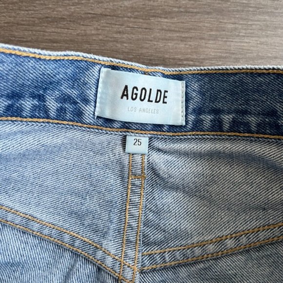 Agolde Light Blue Distressed Straight Leg Jeans - Picture 2 of 14